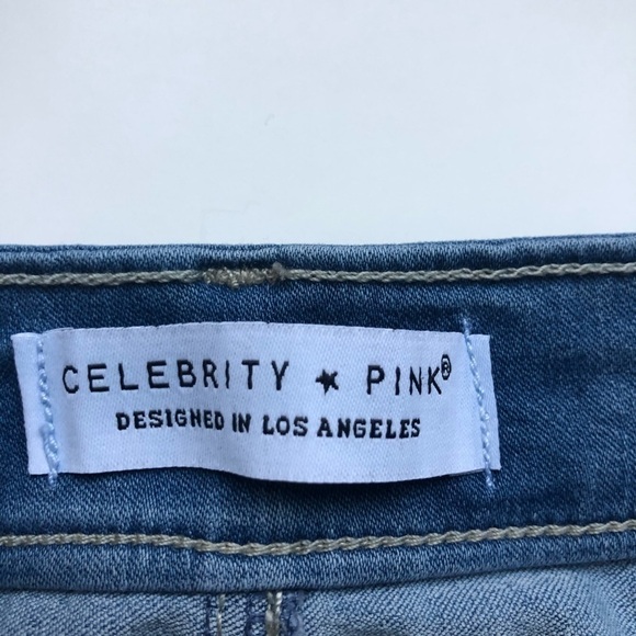 Celebrity Pink Button Front Denim Mini Skirt 9/29 - Picture 7 of 11